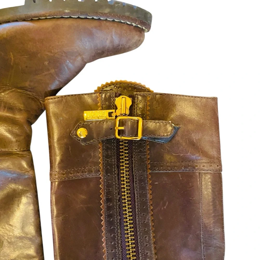 KORS MICHAEL KORS Brown Leather Riding Boots